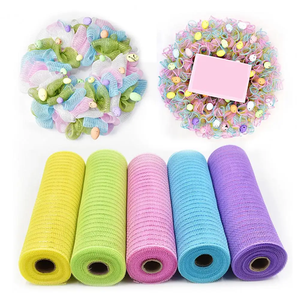 DIY Mesh Ribbon Wreath Vibrant Color Christmas Tree Mesh Ribbon Garland Decoration Christmas Tree Wreath Party Accessories