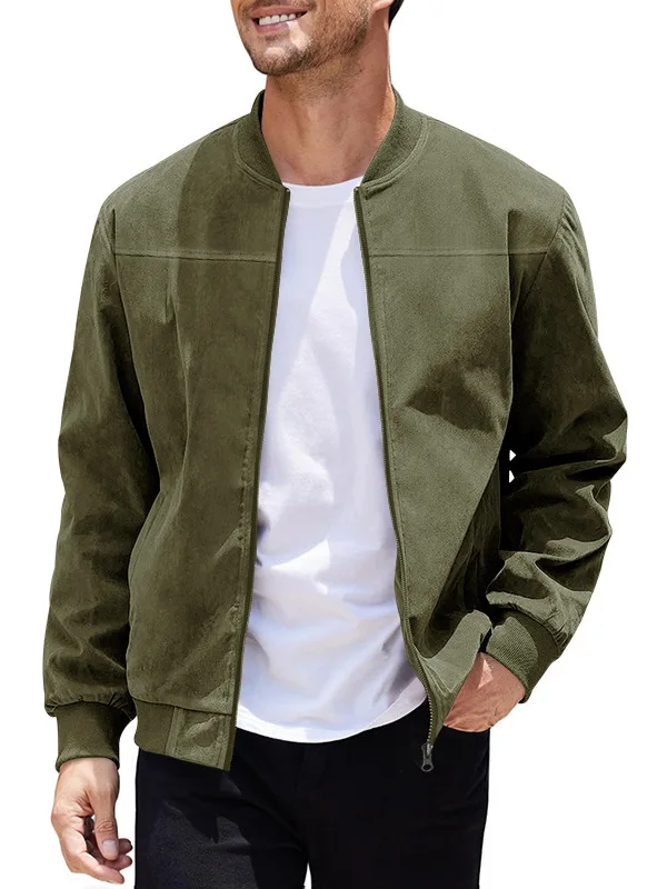 

Casual Pilot Jaet Men's Autumn New Sle Suede Fabric Zipper Collar Long Sve Top Quali Polyester Inner Stand...