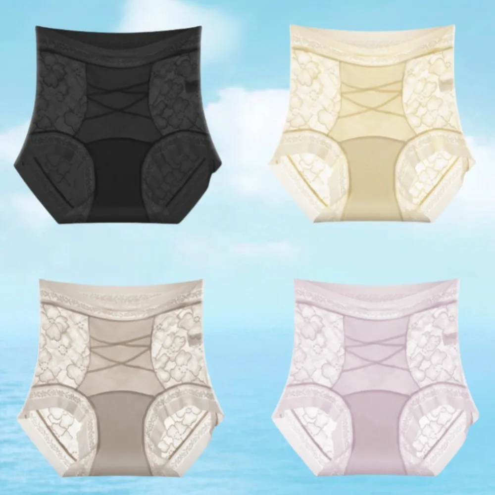 

High Waist Lace Flower Panties Lace Flower Belly Contracting Slimming Shapers Tummy Control Underwear Seamless