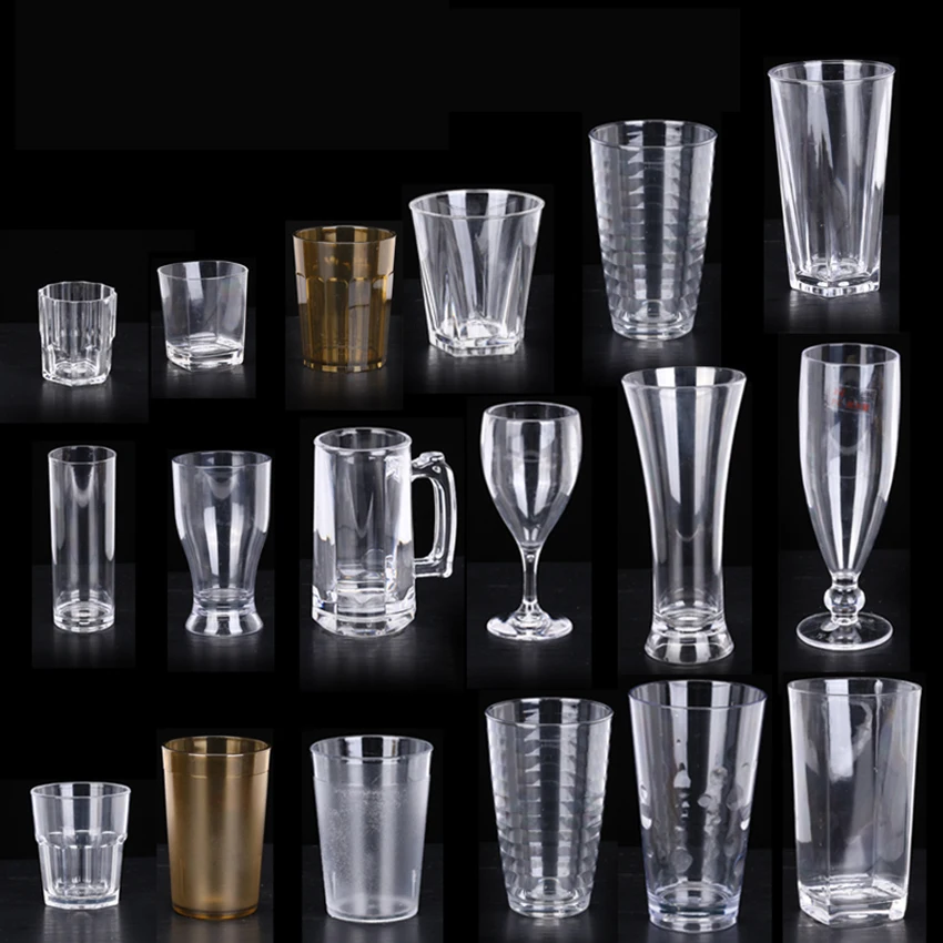 1PC Acrylic Drinking Glasses Shatterproof Water Tumblers Unbreakable Reusable Beer Champagne Cup Transparent Juice Cups