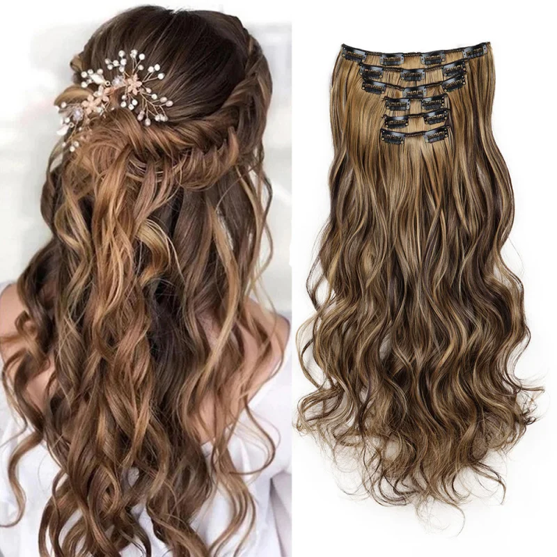 

Women's Hair Extensions Hair extension6Set Europe and America16Hair Clips for Long Curly HairCurly Synthetic Wig