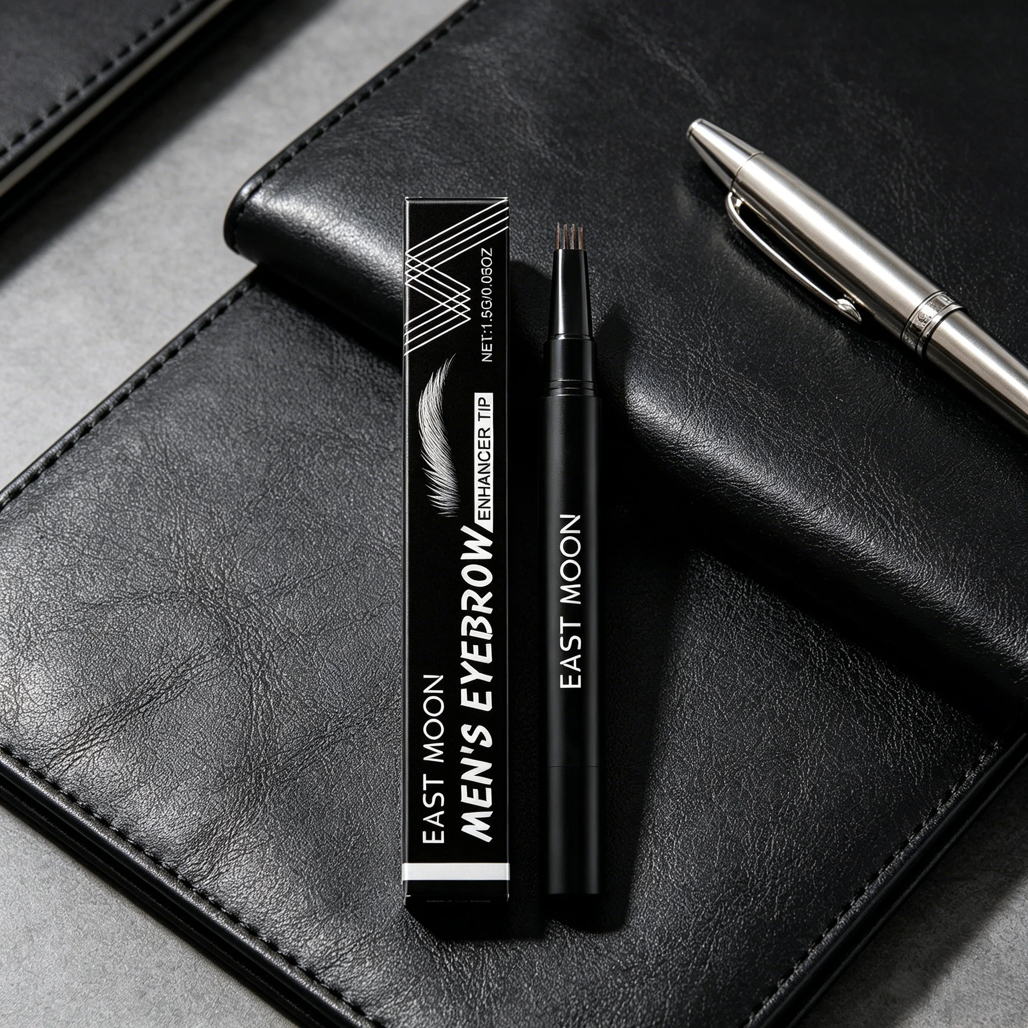 East Moon Men Eyebrow Pen Kit Lasting Waterproof For Beginner Sweat Proof Easy Applying Profession Makeup Natural Eyebrow Pencil view 2