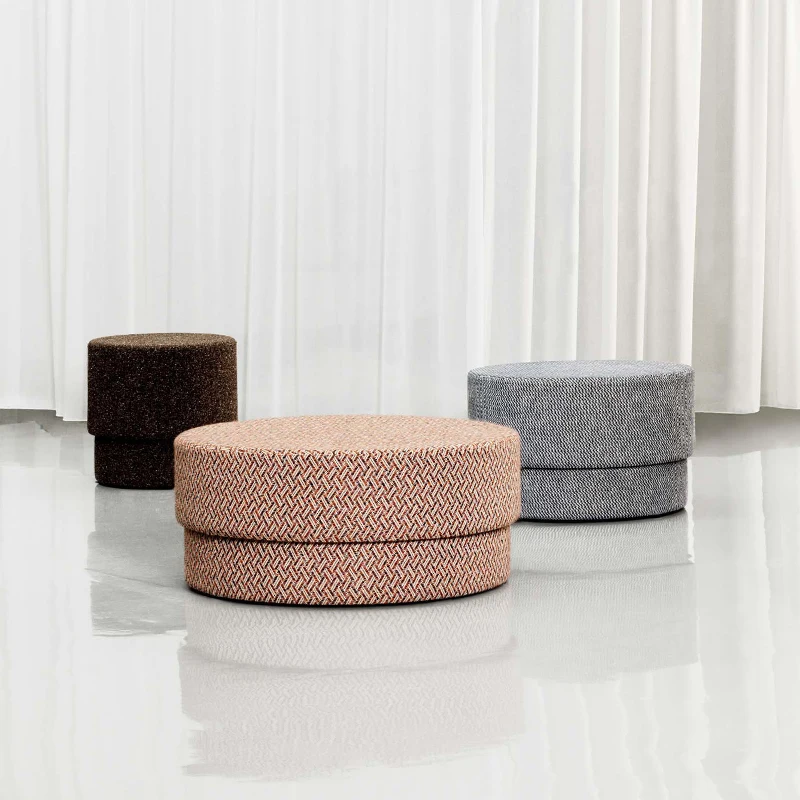 Modern simple custom fabric popular round footstool home living room sofa oval sofa seat cushion ottoman bedroom makeup chair