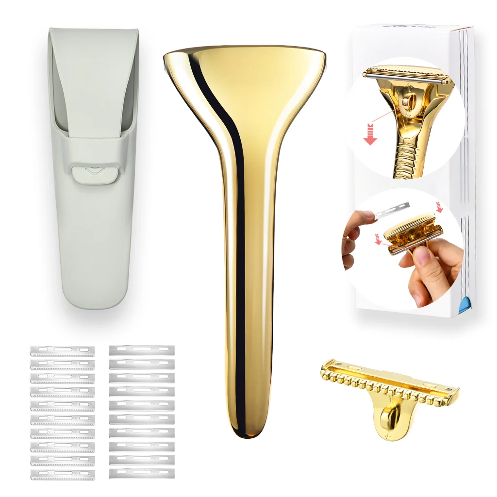 

New Design Magnetic Head Men's Metal Razor with 20 Blades and Single-Sided Feather Blades