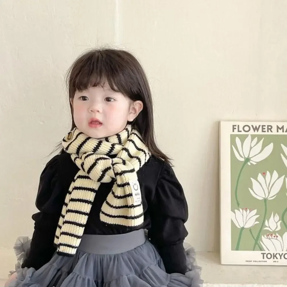 

Boys Girls Minimalist Stripe Baby Scarf Neck Warm Collar Wraps Neck Guards Scarves Thick Warm Neckerchief Autumn Winter