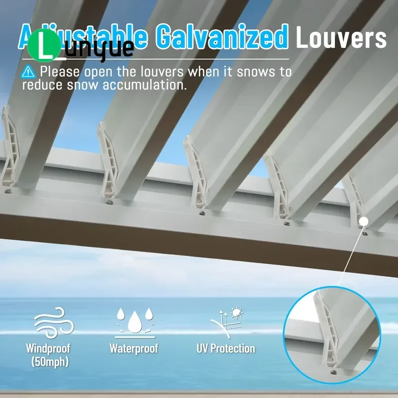 Luxury Bioclimatic Aluminum Pergola with Blinds for Outdoor Terrace Canopy High End Weatherproof Patio Gazebo Garden Shelter