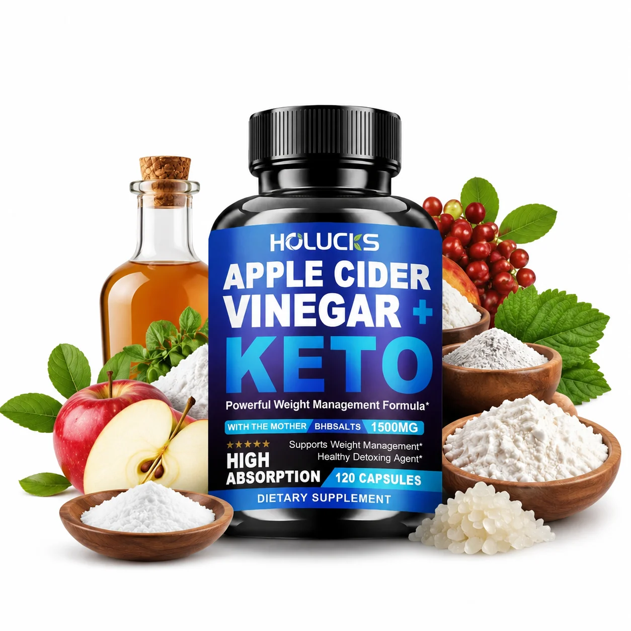 Organic Apple Cider Vinegar Supplement, Support Healthy Digestion, Nourish Skin & Hair, Daily Vitality, Immune