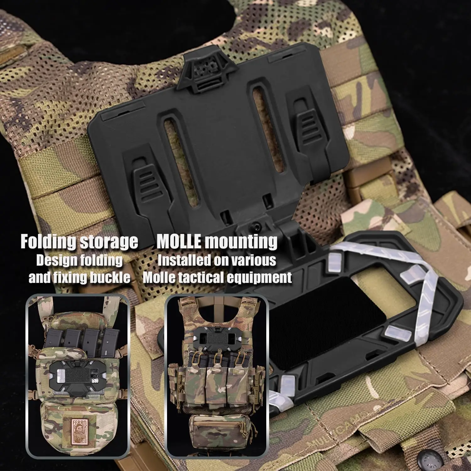 Suporte do telefone Molle tático, Folding Navigation Board, celular Hold Gear, Airsoft Hunting Vest Acessórios, Segurança