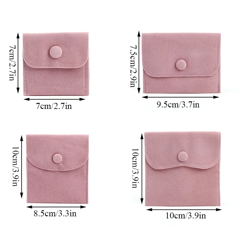 1 Pcs Dust Protect Portable Soft Velvet Gift Jewelry Bag Snap Button Packaging Bag Necklace Earrings Bracelet Ring Storage Pouch