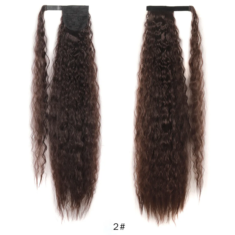 Cola de Caballo larga de 34 pulgadas, extensiones de cola de caballo onduladas de maíz, postizo Natural, Clip de pelo sintético para fiesta de