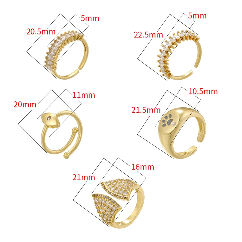 ZHUKOU Openings Adjustable Fully Compatible Metal Rings For Men And Women With Zirconia Inlay Simple Fashion:VJ728-732
