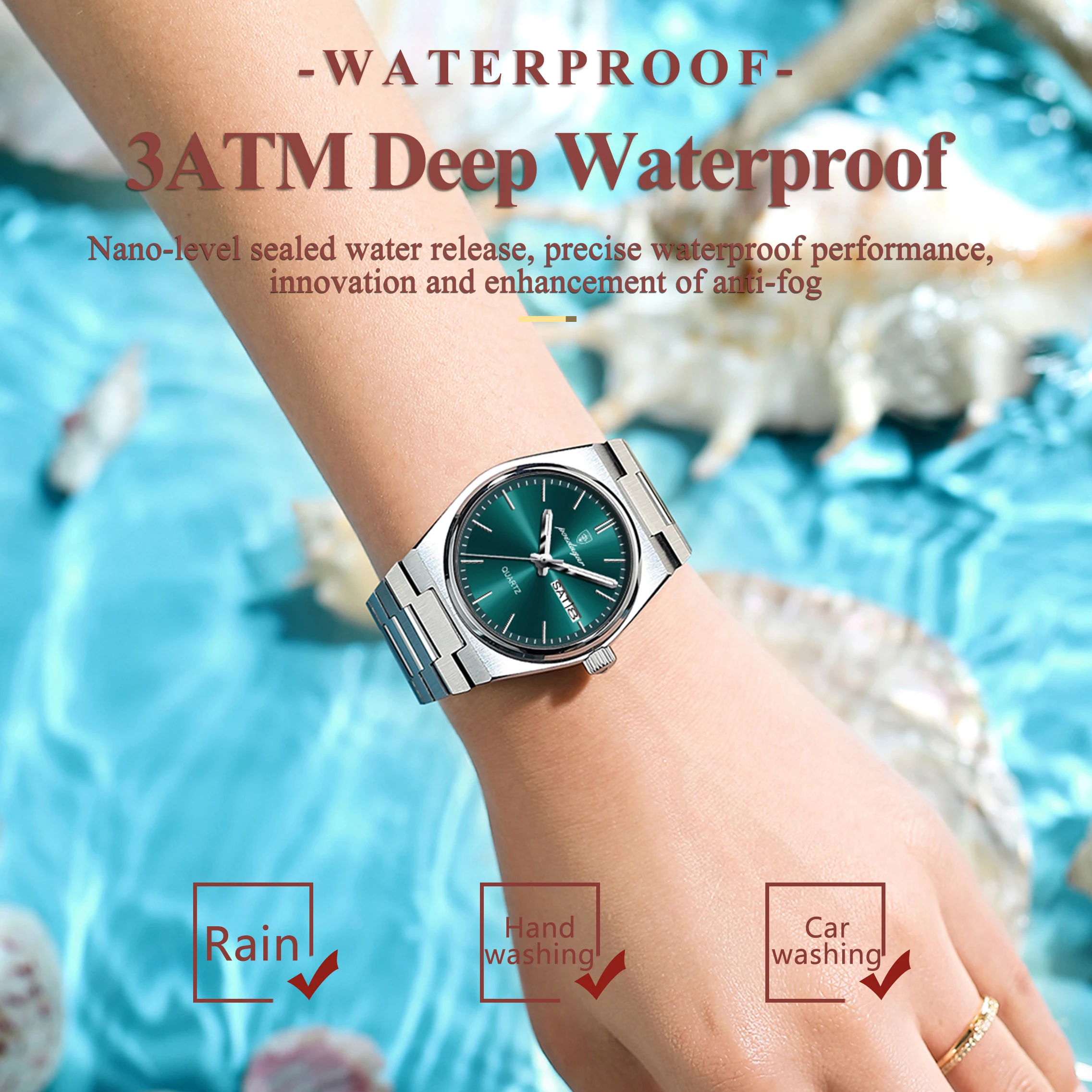 POEDAGAR Top Dameshorloges Datum Week Lichtgevend Waterdicht Dameshorloge Roestvrij staal Quartz Mode Dameshorloge + Box Gift