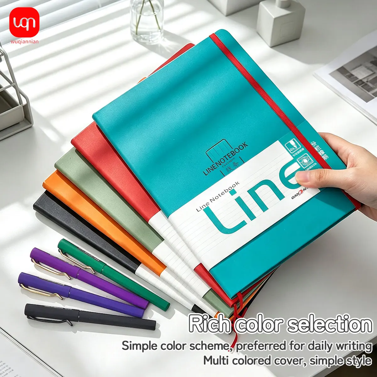 A5 Linen Texture Notebook & Matte Gel Pen Set with Elastic Band Diary, 0.7mm Gel Pen Office and School Stationery