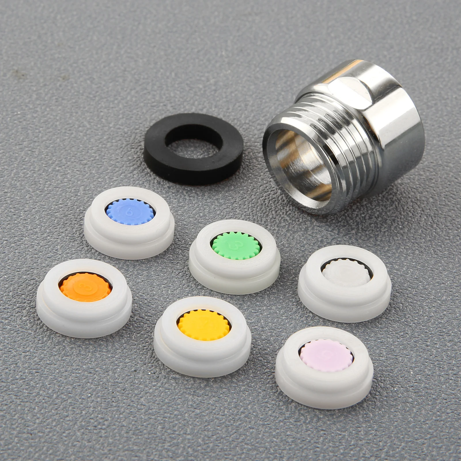 5sets Shower Reducer Kits 1.2/1.5/1.8/2/2.2/2.5 GPM Water Flow Control Water Saving Spray Adapter Limiter Valve Cores Aerator