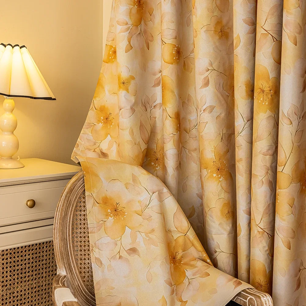ستارة تعتيم مطبوعة بالزهور الصفراء من LEEJOOM لغرفة النوم وغرفة المعيشة والمنزل قطعة واحدة #5