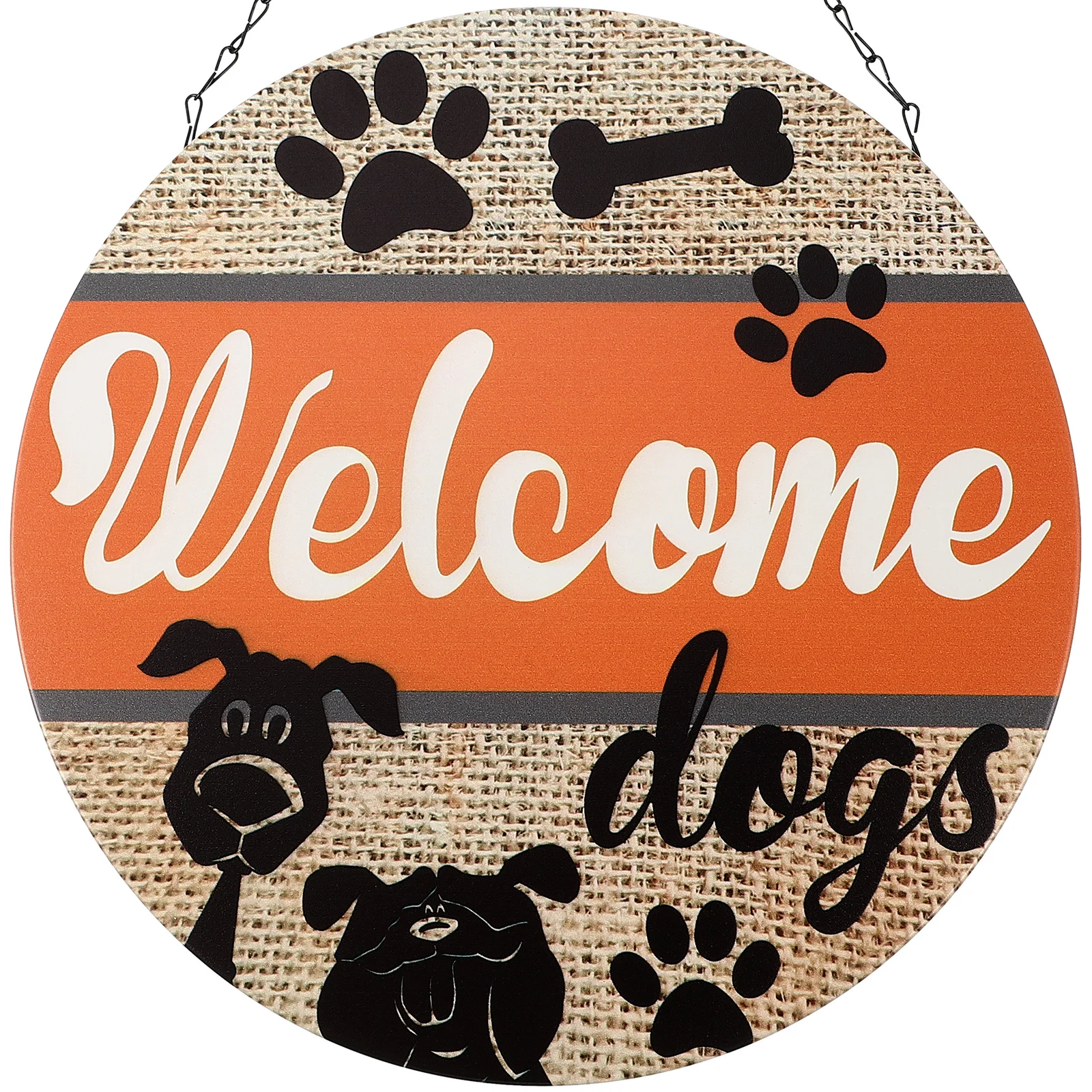 Front Door Iron Round Pendant Welcome Sign Rustic Hanging Plaque Decorative Door Wall Ornament Decorative Welcome Sign