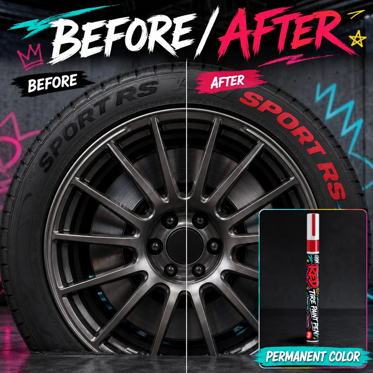 2 Pcs Trendy Car Tire Marker, Premium Waterproof Quick Dry, Mark Tires, Drawing & DIY, No Smudge & Blur, Versatile Oil-Based Pen