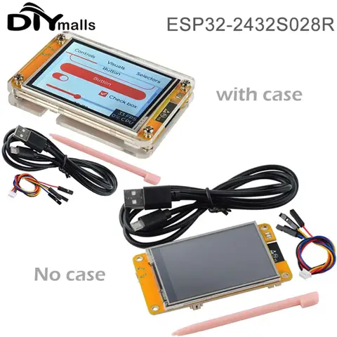 2.8" ESP32-2432S028R ESP32 Display ILI9341 Resistive Touchscreen TFT LCD Module ESP-WROOM-32 Development Board Acrylic Case