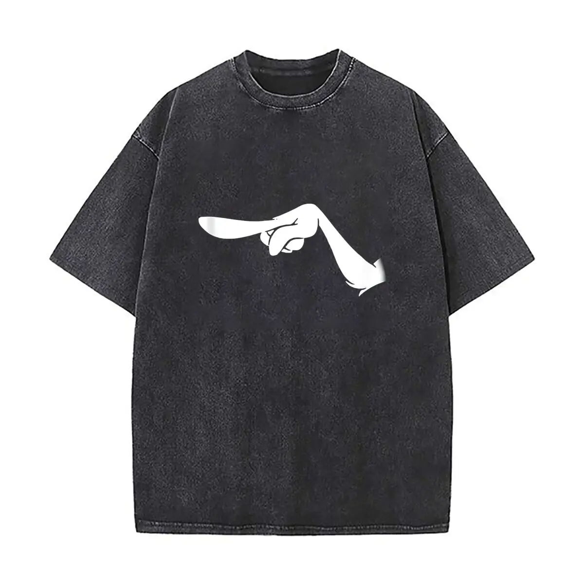 Cartoon Hand Vinyl Wall Sticker Washed Vintage Short Sleeve Loose Streetwear Tee