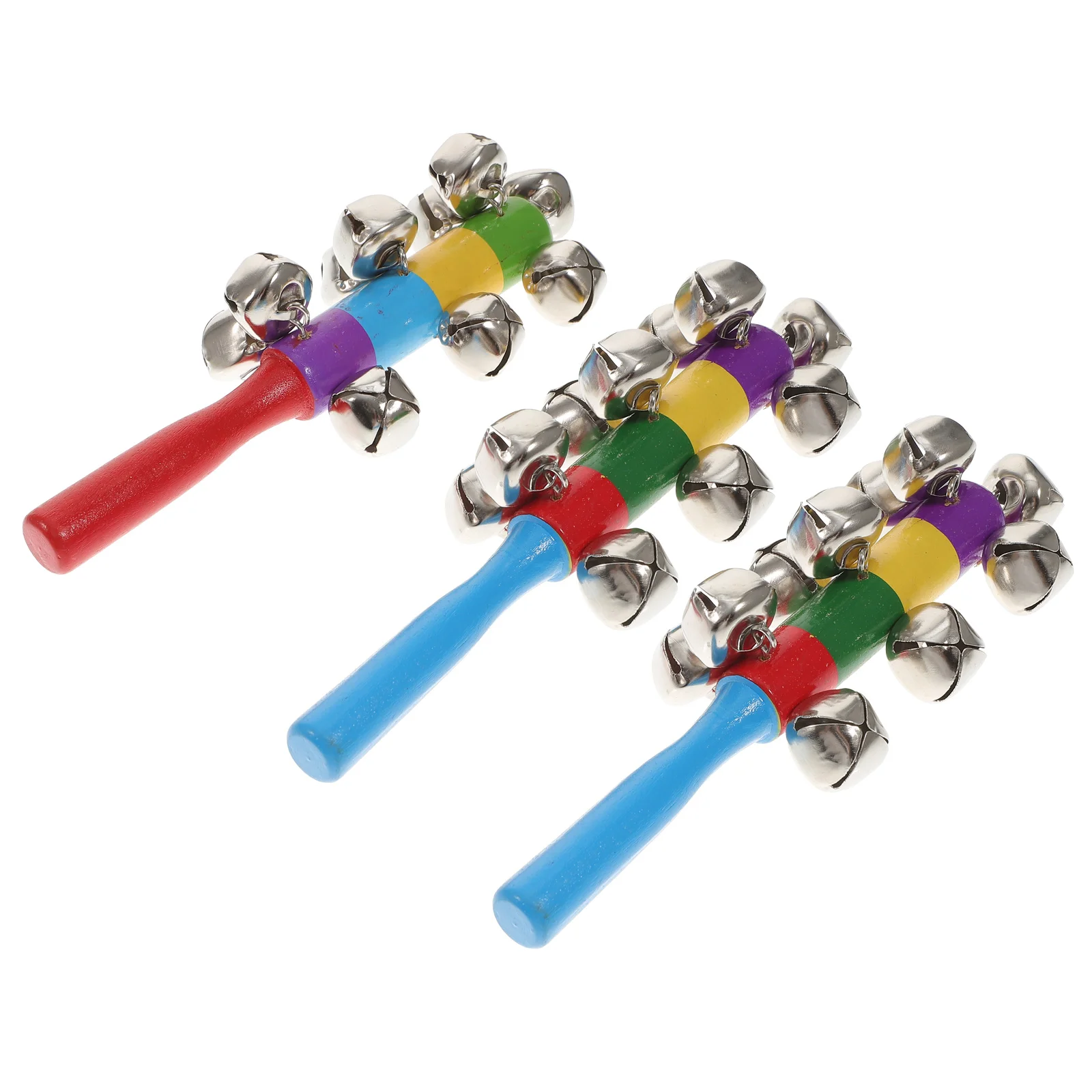 

3 Pcs Child Holding Rattle Hand Toys Sticks Kids Manual Educational Bell Rattles Wooden Handbell Toddler