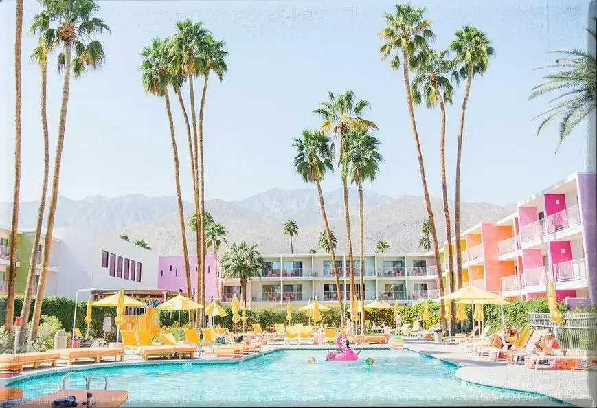 Saguaro Hotel Palm Springs Palm Tree,Art Picture Print Canvas Poster, Home Wall Decor