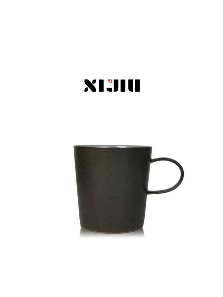 Black Coffee Cup  Minimalist Breakfast Cup Water Cup Retro Style Ceramic Cup XIJIU One-Trace Cup Home Ceremony Sense
