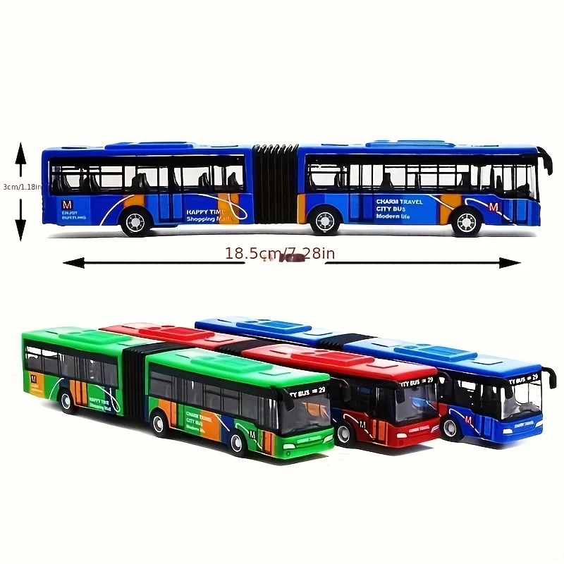 1 PCS City Bus Toy for Kids,Die Cast Alloy Pull Back Vehicles,Double-section Lengthened Toy Bus Model Cars Toys Educational Gift