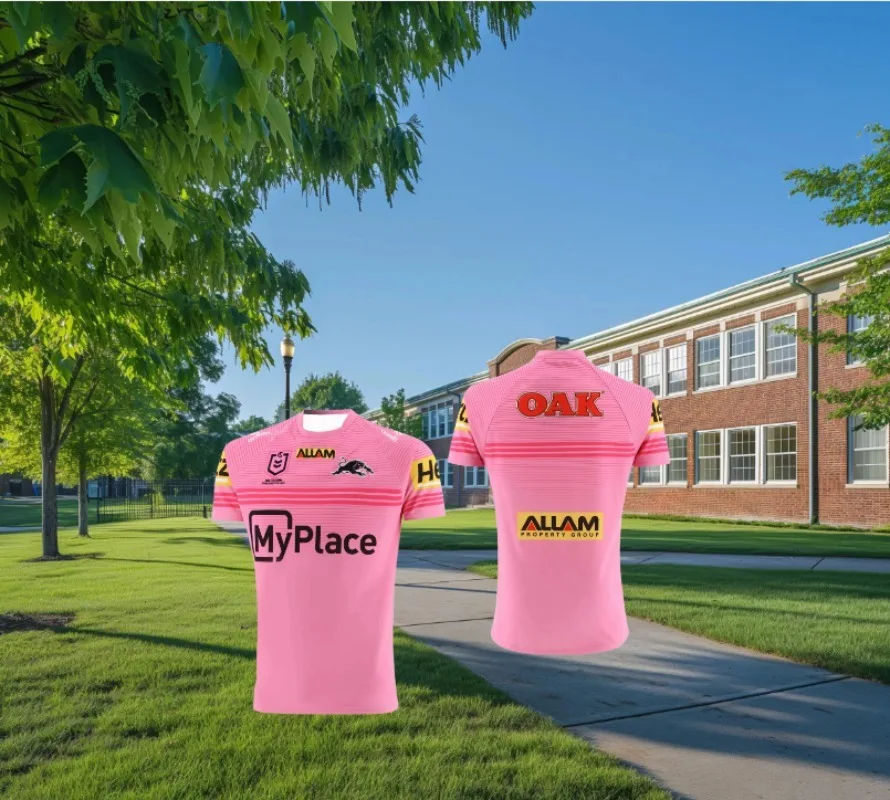 2025 Camisetas de rugby australianas calientes Ropa de hombre Penrith Panthers O'Neill Away Camiseta rosa transpirable de secado rápido Tallas S-6XL