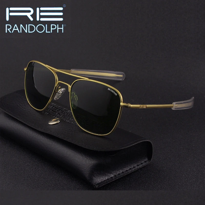 

RE Sunglasses Man American Army Military Aviation Pilot Sun Glasses Woman Luxury Brand Vintage Metal Titanium Frame Glass Lens