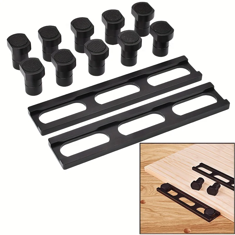 

1set Planing Stop Board For 19/20mm Hole Workbench Fixing Clamp Aluminum Alloy Baffle Plate Positioning Carpenter Woodworking To