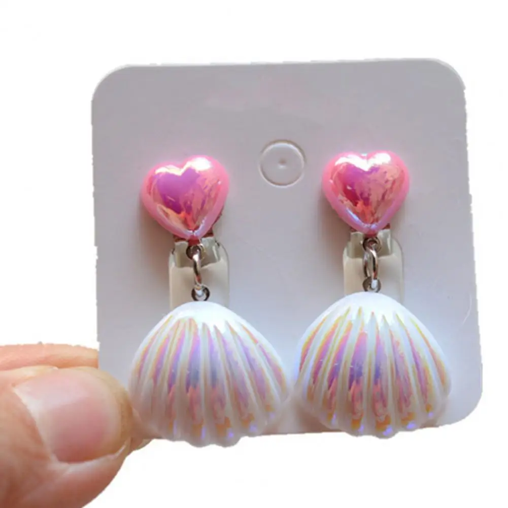 Children's Ear Clips Pretty Seashell Ear Decorations For Girls Stand Out With Shiny Princess Design Kids' Seashell Ear Clip