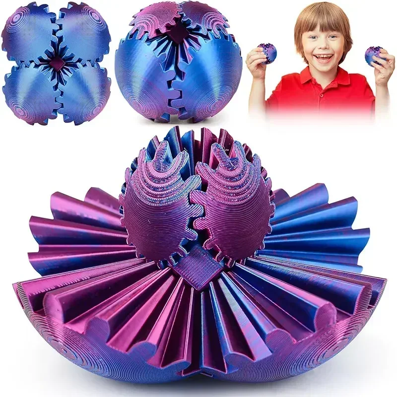 

3D Printed Gear Ball Spin Ball Rotating Toy Desktop Decorative Model Ornaments Boys Birthday Gift New Hottest Fidget Item