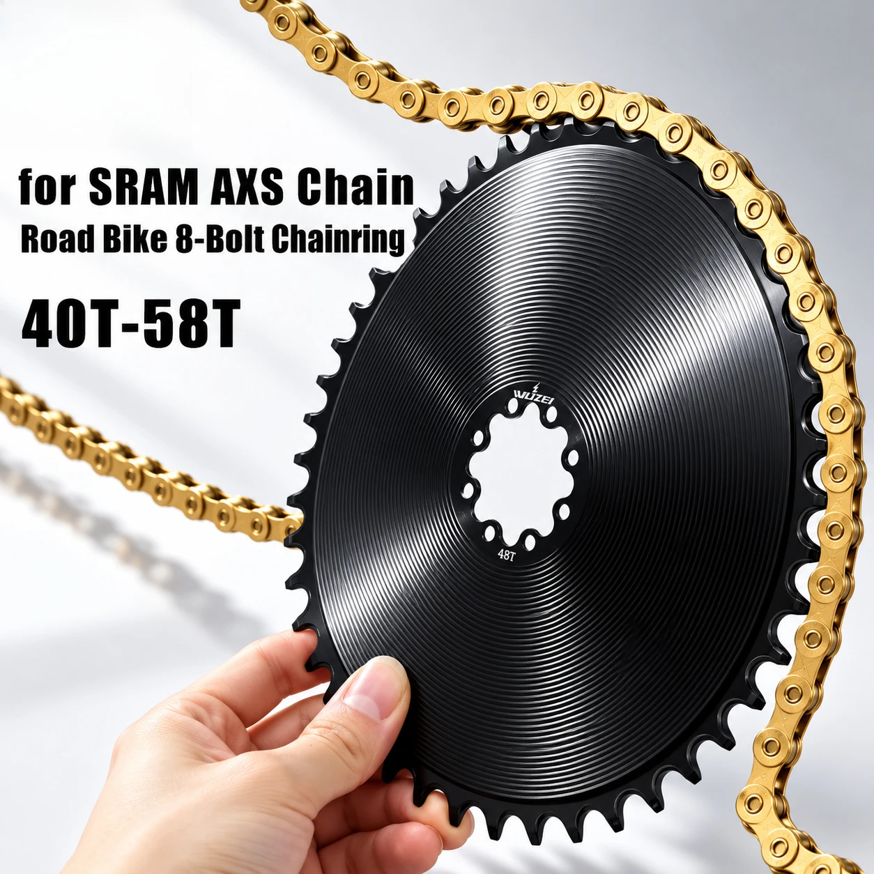 Road Bike Chainring 8 Bolt 40T-58T 4.2mm Offset Narrow Wide Tooth for SRAM AXS Force Red Flattop Chain Bicycle Chainwheel