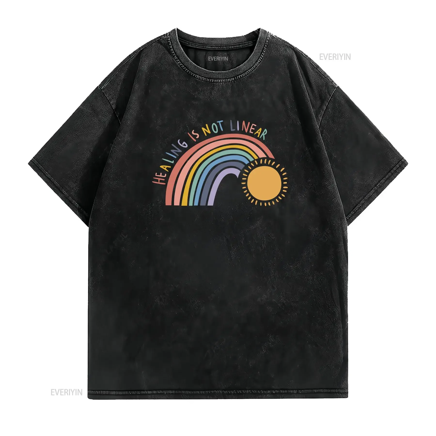 Healing is Not Linear T Shirt Mental Health for s Support Matters vintage Washed Versatile fashion Stretched homme