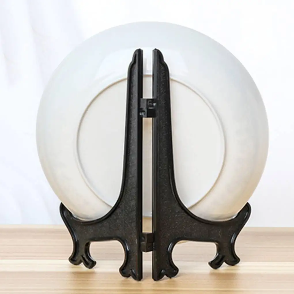 Foldable Plate Stand Plastic Artworks Countertop Display Rack Easel Household Dorm Bedroom Kitchen Organizer 7 Inch