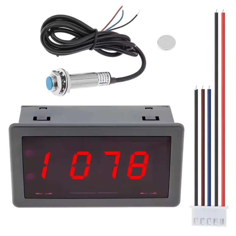 

AAAN-RPM Speed Meter 4 Digital LED Display Tachometer For Motor High Precision With Hall Proximity Switch Sensor