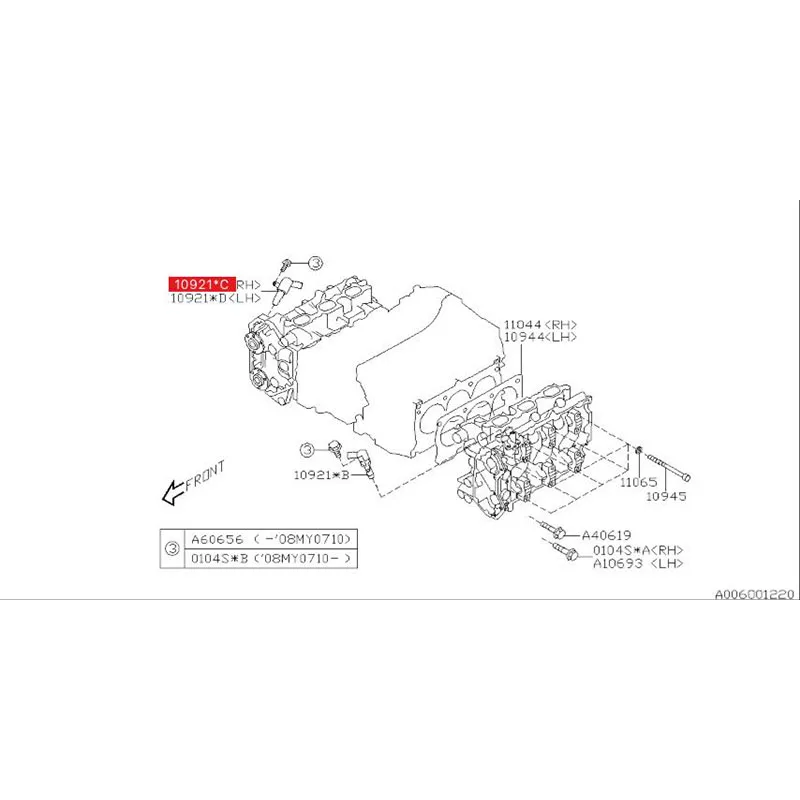 Válvula de controle de óleo original do carro, 10921AA190(RH) e 10921AA200(LH) para o outback Subaru (2016 2012 2015 3.6)Tribeca (2016-2012 3.6)