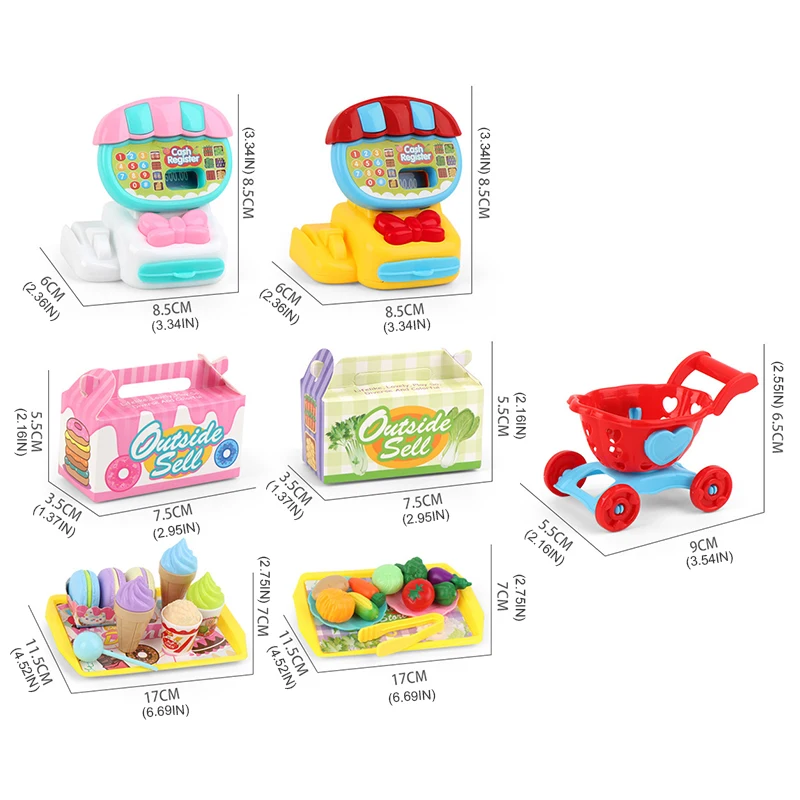 Simulation Cash Register Toy for Children Pretend Play Dessert Vegetable Fruit Kitchen Set Girls Puzzle Play House Toy Xmas Gift