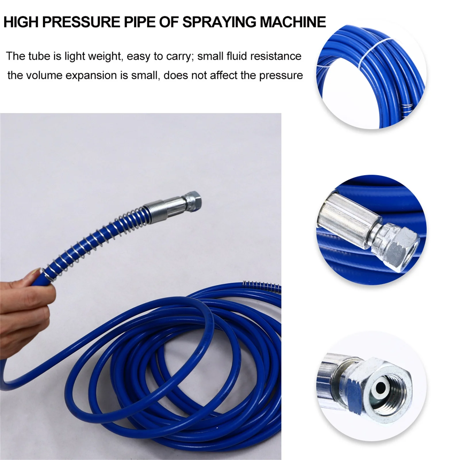 Manguera de pintura sin aire de 3300Psi, tubo de pintura pulverizadora de 1/4 pulgadas, tira conductora Flexible ligera resistente a la corrosión para pistola pulverizadora