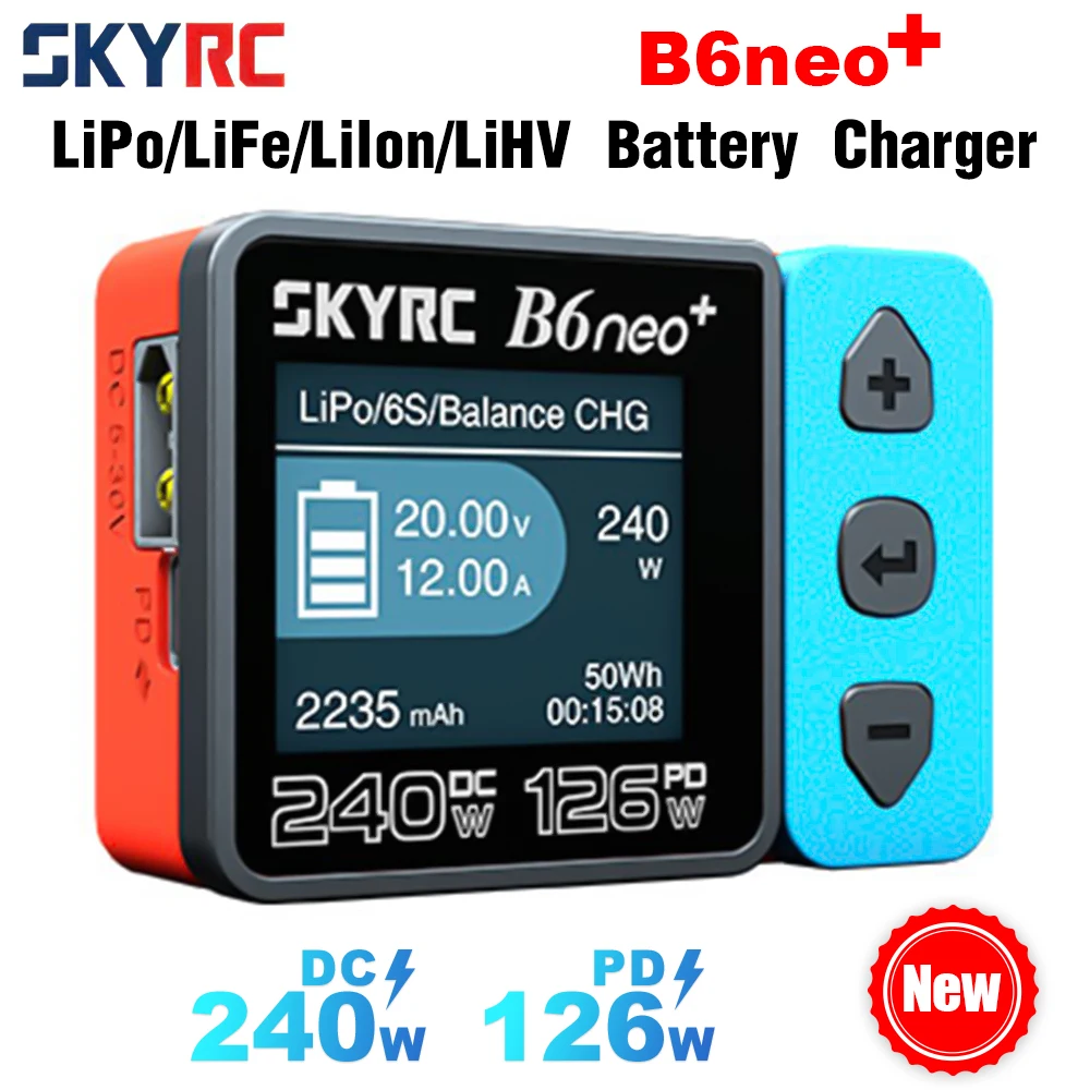 SkyRC B6neo/ B6neo+ Smart Charger Multilanguage LiPo Battery Balance Charger SK-100198 SK-100211 Compact 6S Charger Discharger