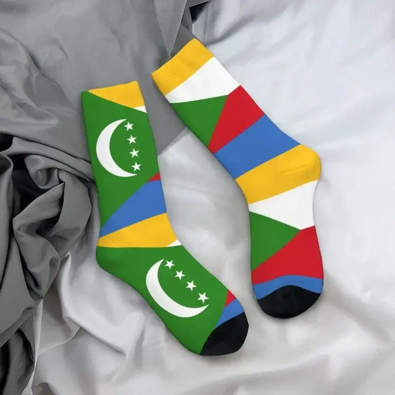 Vlag van de Comoros Heren Crew Sokken Unisex Cool 3D Printing Jurk