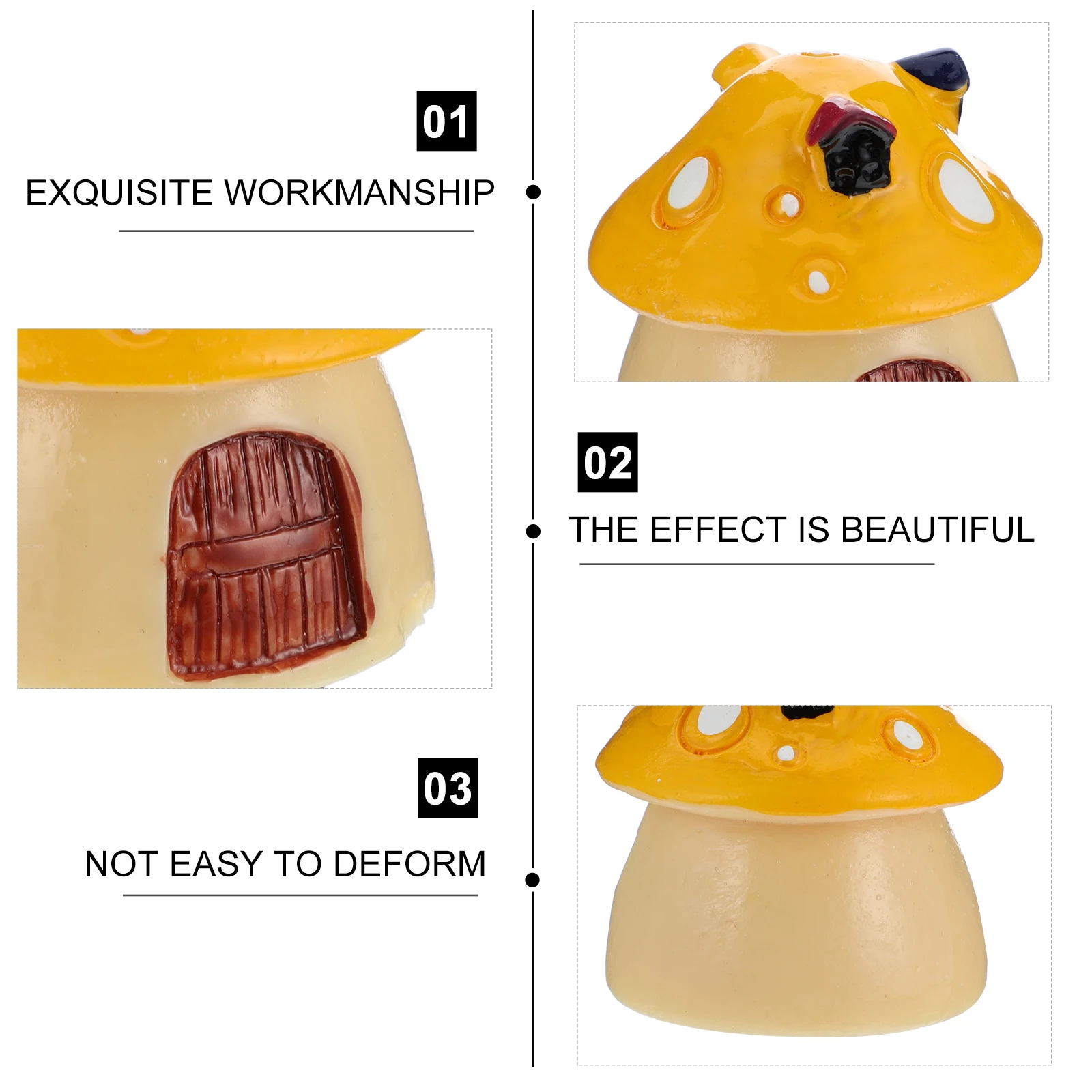 

5Pcs Mini Resin Mushroom House Micro Landscape Ornament Resin Decoration Garden Desktop Miniature Landscape Adornment