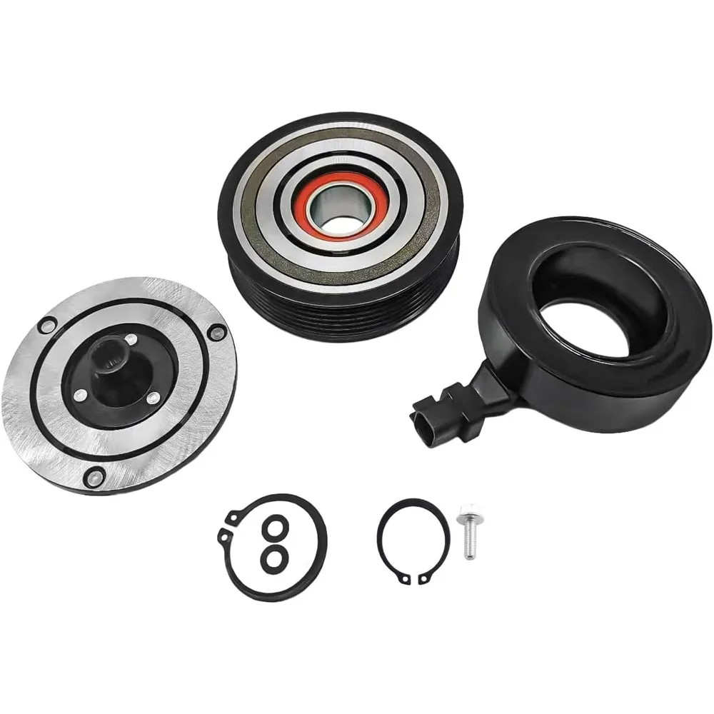 68294506AC, 68084274AB Zestaw sprzęgła kompresora klimatyzacji, cewka, koło pasowe pasuje do Jeep Wrangler 2012-2018 6 cyl. 3.6L, czarny