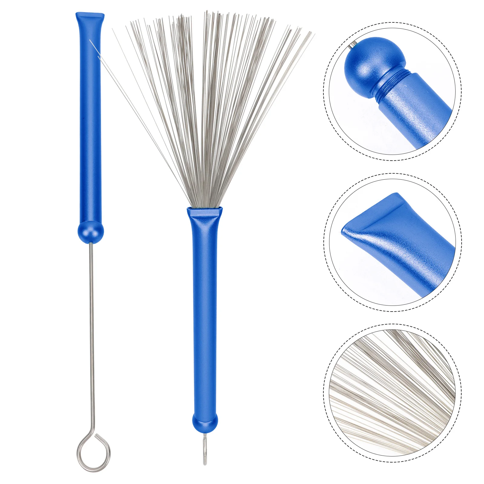 

2pcs Drum Brush Accessories Stainless Steel Retractable Drum Wire Brushes Kit for Snare Bombo Jazz Drums Practice