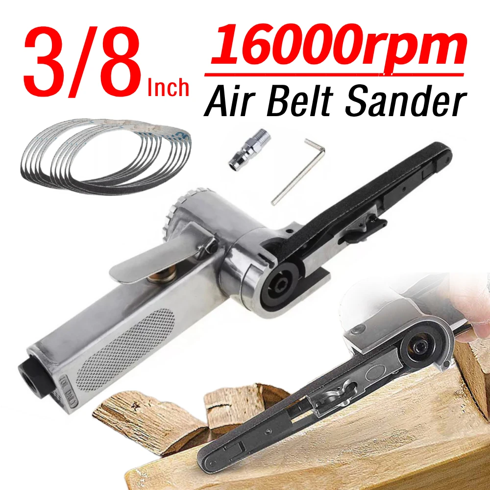 

3/8 Inch Air Belt Sander 16000RPM Grinding Machine Sanding Machine 10mm with 10 Pcs Belts Air Belt Grinder Pneumatic Belt Sander