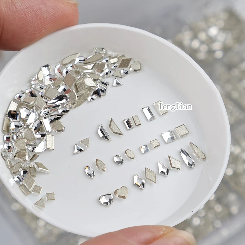 K9 High quality Crystal Flat-back Nail art Rhinestone Mini Small Size Crystal Inverted Edge Shape Stone