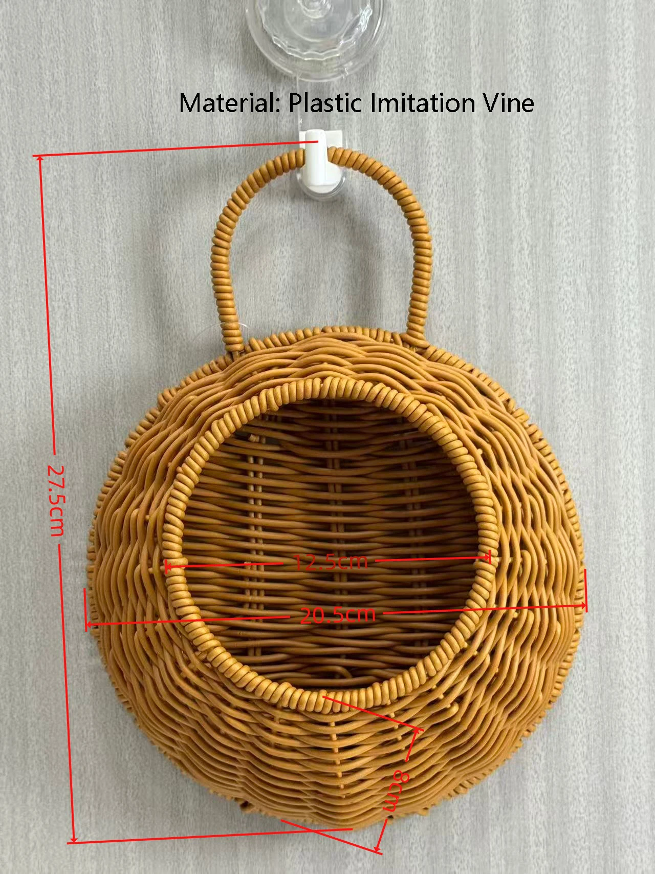 European Handmade Imitation Rattan Wall Hanging Semi-circular Flowerpot Storage Wall Mounted Kitchen Hole Handmade Storage Bask