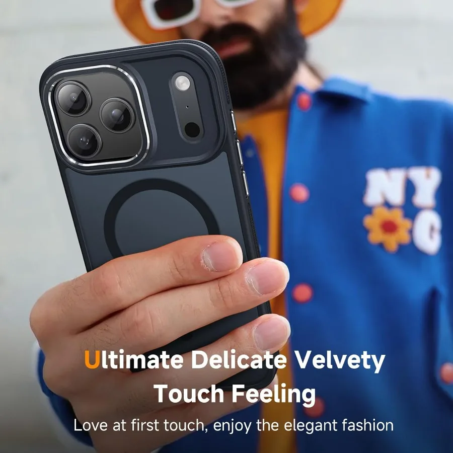 حافظة حماية مغناطيسية 3 في 1 لهاتف آيفون 17 برو مع توافق MagSafe بدون خياطة، تصميم متعدد الاتجاهات مقاوم للصدمات، رفيع T