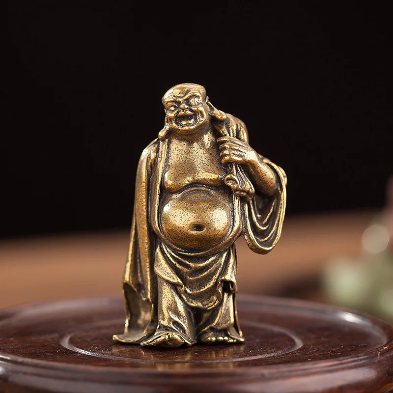 Brass Eighteen Arhat Figurines Set Pure Copper Eighteen Copper Figures Small Figurines Copperware Collectible Crafts Small Gifts