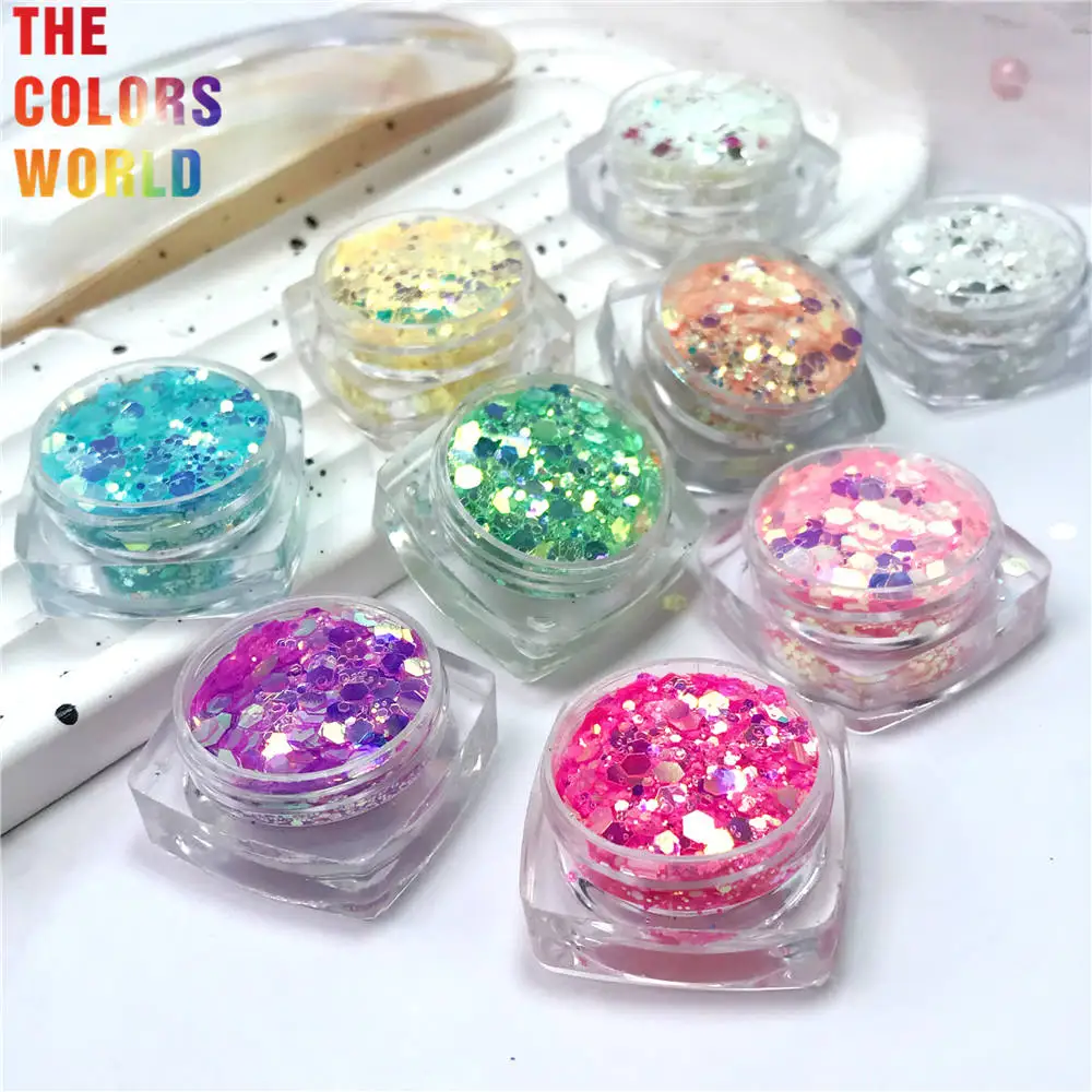 TCT-788 High Shining Rainbow Colors Cosmetics Makeup Mermaid Nails Art Chunky Glitter Iridescent Holographic Chunky Manicure DIY